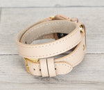 Nude Slim Double Wrap Womens Leather Band (Gold Rivet)