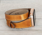 Camel Brown Slim Double Wrap Womens Leather Band