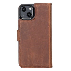 Antic Brown Leather Magnetic Case for iPhone 13 Mini (5.4")