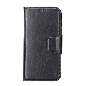 Black Leather Magnetic Wallet Case for iPhone 14 PRO (6.1"), Prestige