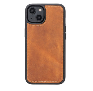 Camel Brown Leather Magnetic Case for iPhone 14 (6.1")