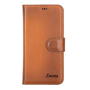 Burnished Tan Leather Magnetic Wallet Case for iPhone 14 (6.1")