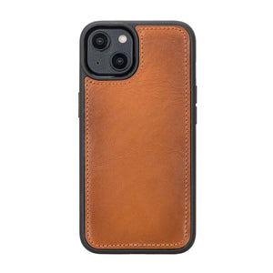 Burnished Tan Leather Magnetic Wallet Case for iPhone 14 (6.1")
