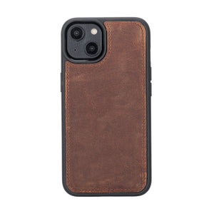 Antic Brown Leather Magnetic Case for iPhone 14 (6.1")