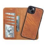 Camel Brown Leather Magnetic Case for iPhone 14 PLUS (6.7")