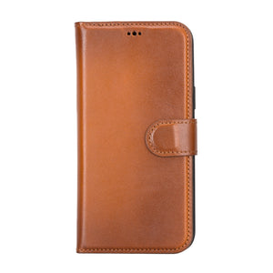 Burnished Tan Leather Magnetic Wallet Case for iPhone 14 PRO (6.1")