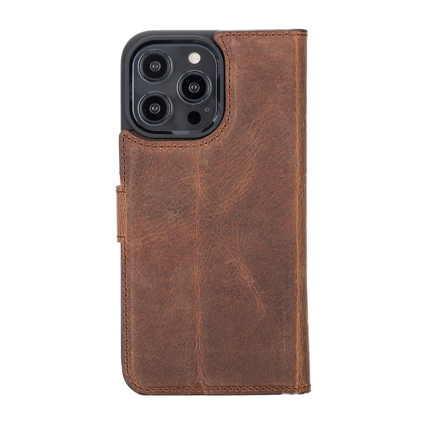 Antic Brown Leather Magnetic Case for iPhone 13 Pro Max (6.7")