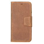 Antic Brown Leather Magnetic Wallet Case for iPhone 14 Pro (6.1"), Prestige