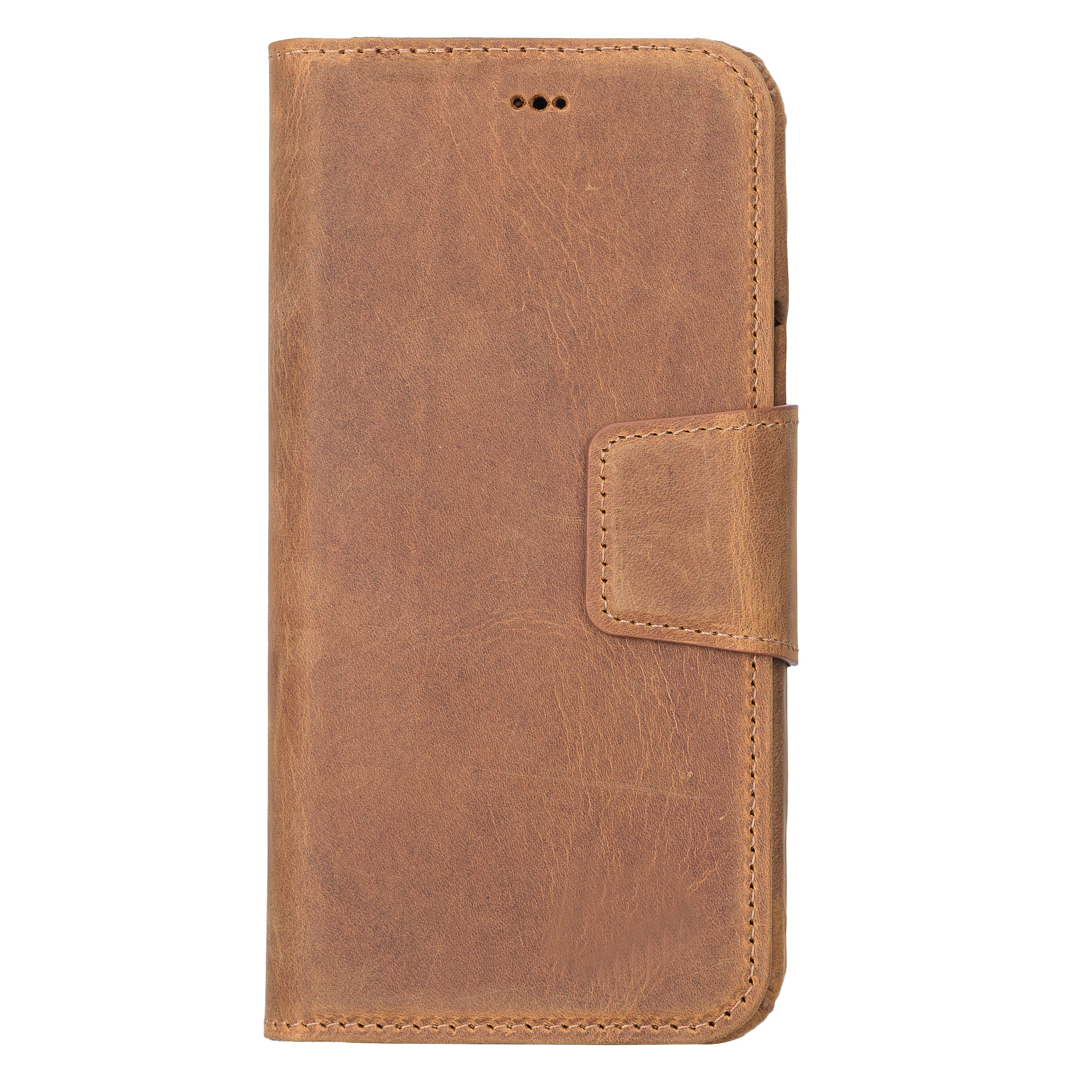 Antic Brown Leather Magnetic Wallet Case for iPhone 14 (6.1"), Prestige