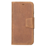 Antic Brown Leather Magnetic Wallet Case for iPhone 14 (6.1"), Prestige