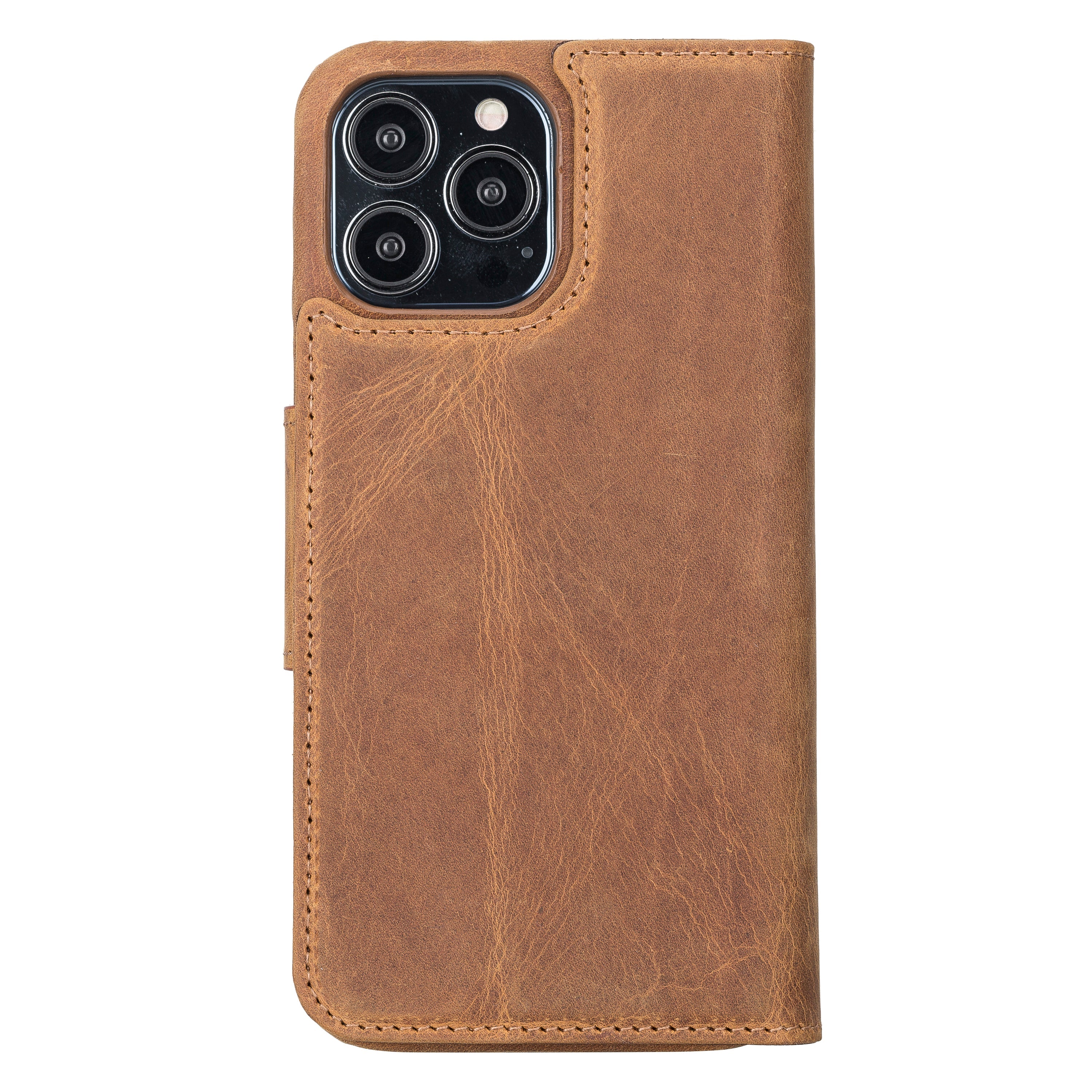 Antic Brown Leather Magnetic Wallet Case for iPhone 14 PLUS (6.7"), Prestige