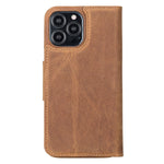 Antic Brown Leather Magnetic Wallet Case for iPhone 14 (6.1"), Prestige