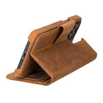 Camel Brown Leather Magnetic Wallet Case for iPhone 14 (6.1"), Prestige