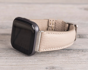 Beige Leather Band for Fitbit Watch