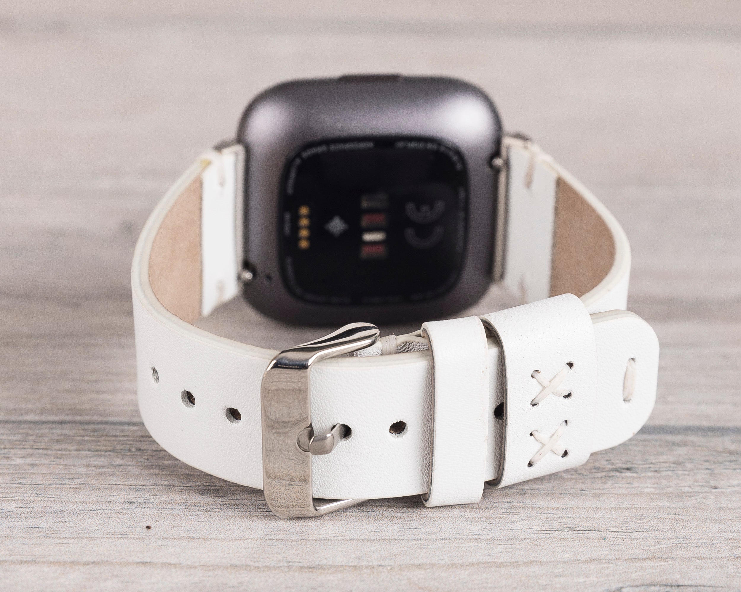 White Leather Band for Fitbit Watch