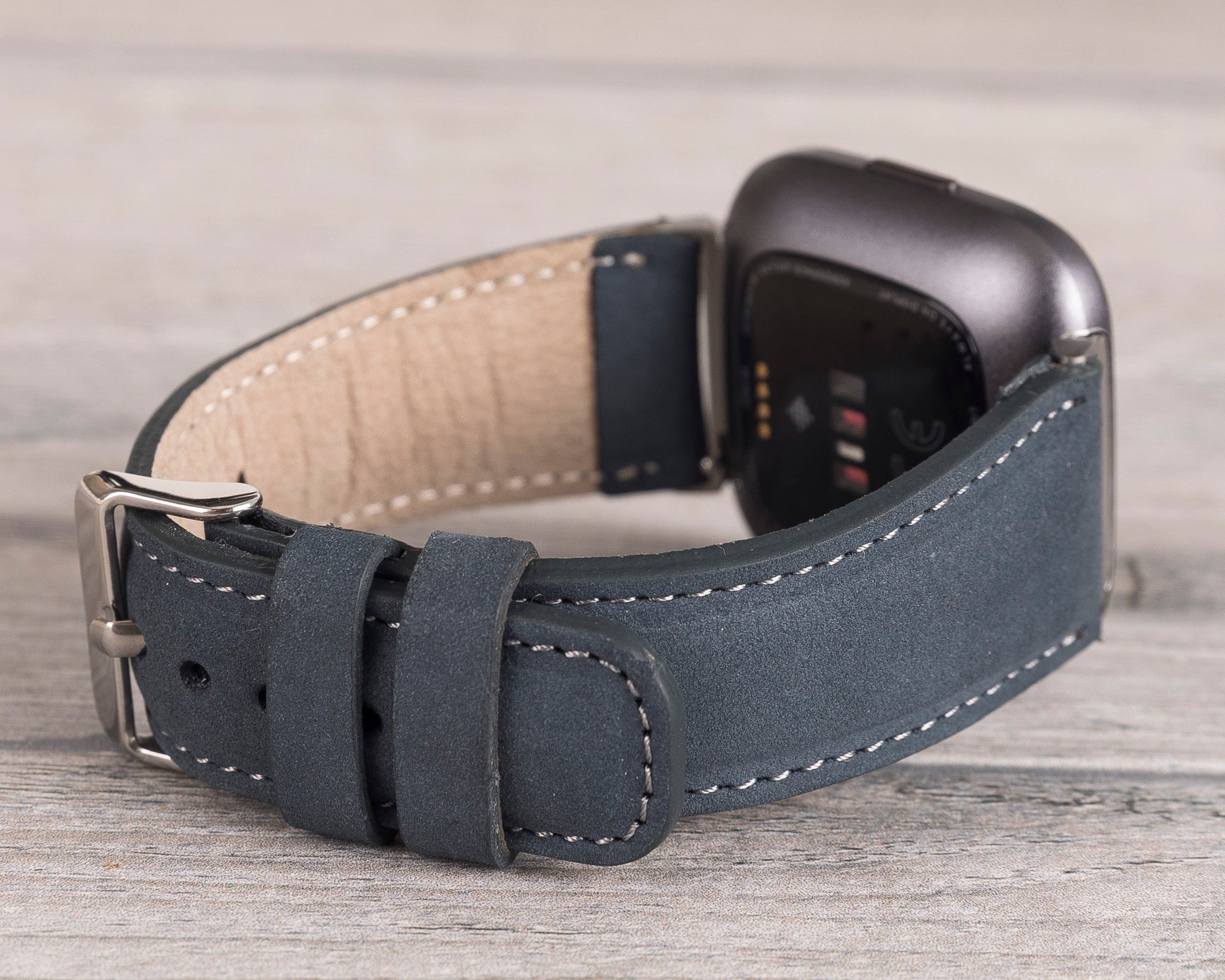 Blue Leather Band for Fitbit Watch