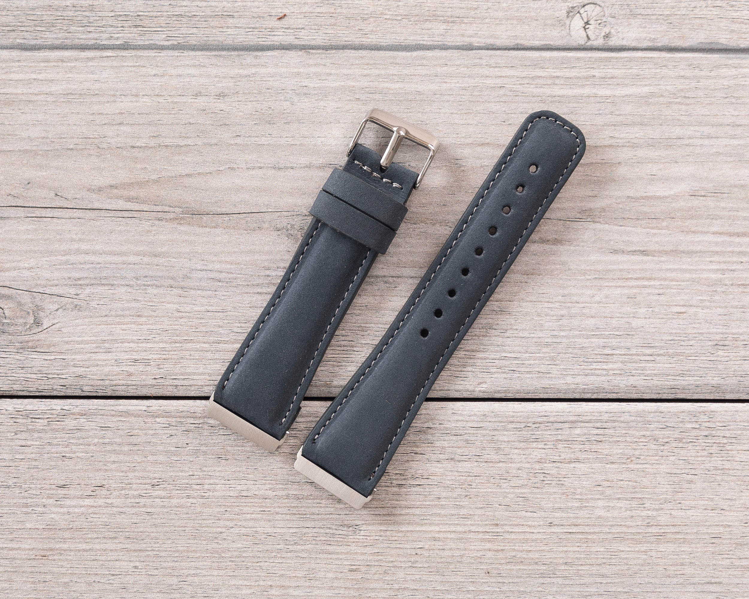 Blue Leather Band for Fitbit Watch