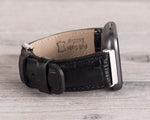 Croco Pattern Black Leather Band for Fitbit Watch