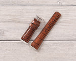 Croco Pattern Brown Leather Band for Fitbit Watch