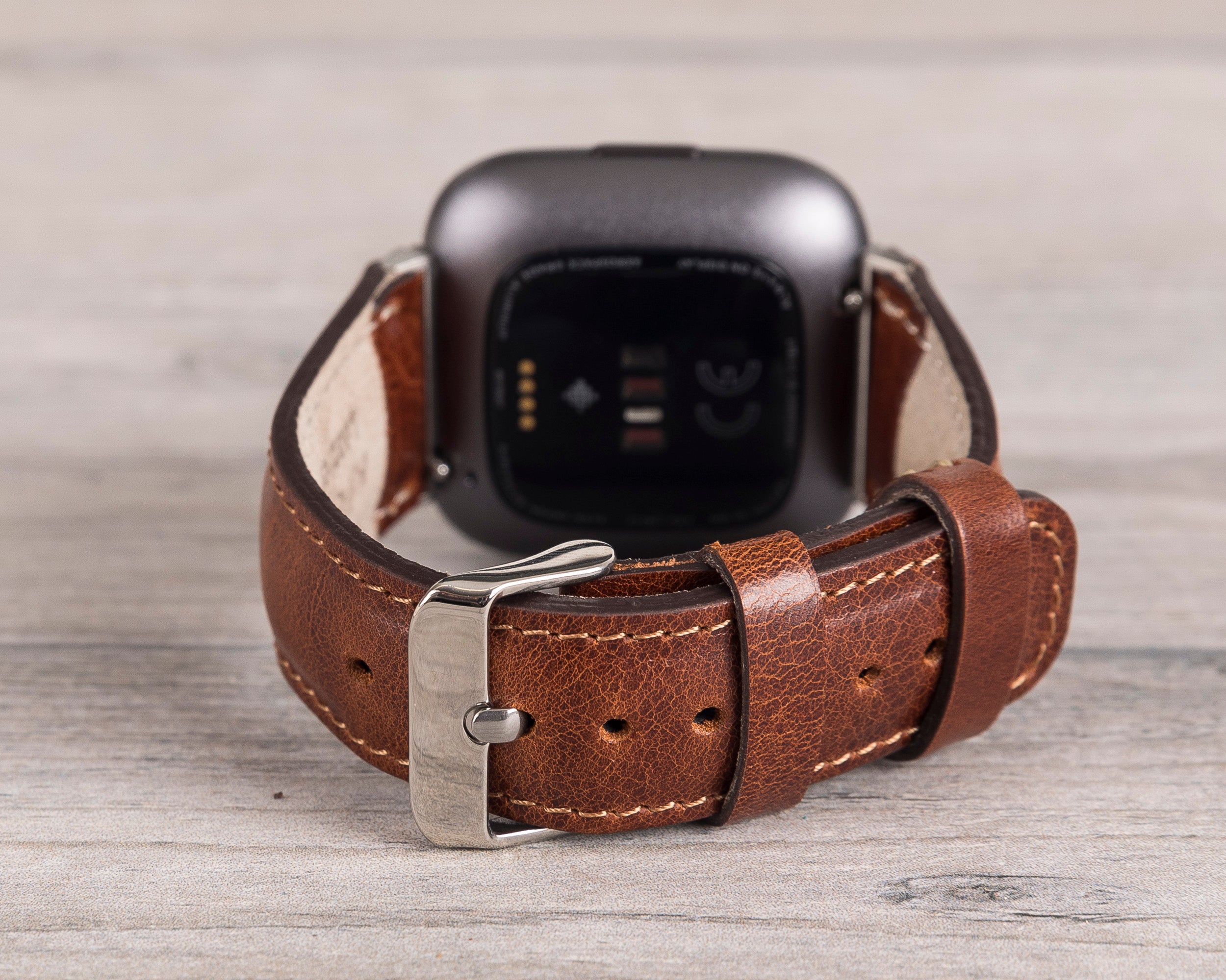 Dark Brown Leather Band for Fitbit Watch