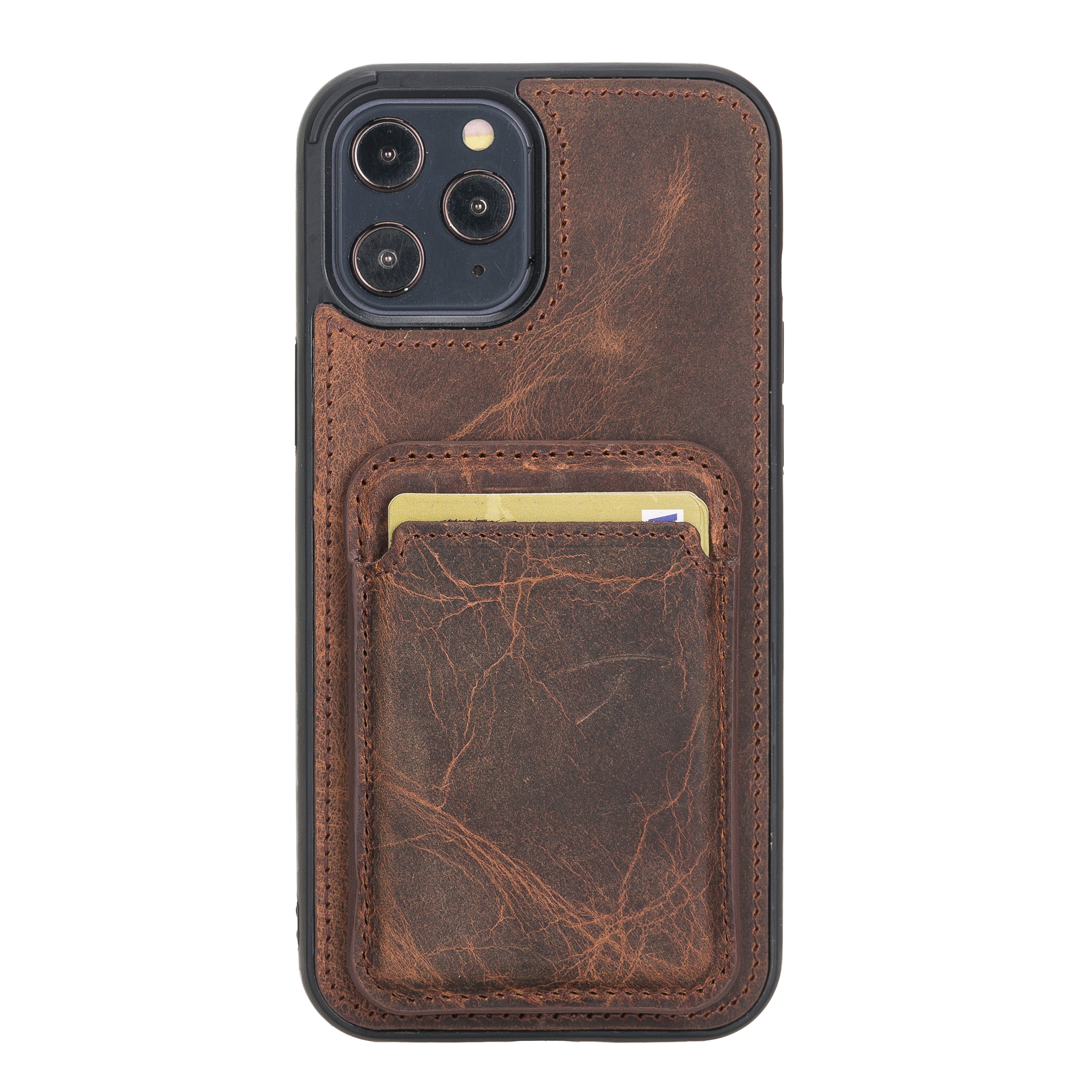 handcrafted calfskin wallet case for iPhone 12 mini cream