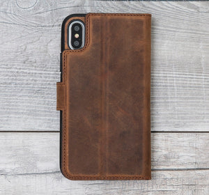 Antic Brown Magnetic Leather Case for iPhone X/XS/XR/XS Max