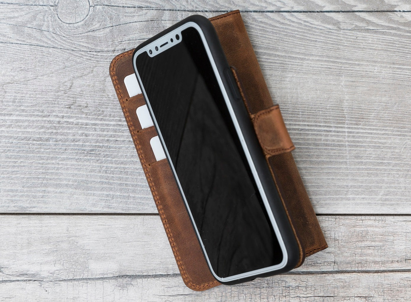 Antic Brown Magnetic Leather Case for iPhone X/XS/XR/XS Max