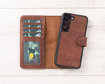 Antic Brown Magnetic Leather Wallet Case for Galaxy S22 / S22 Plus/ S22 Ultra