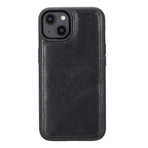 Black Leather Magnetic Wallet Case for iPhone 14 (6.1")