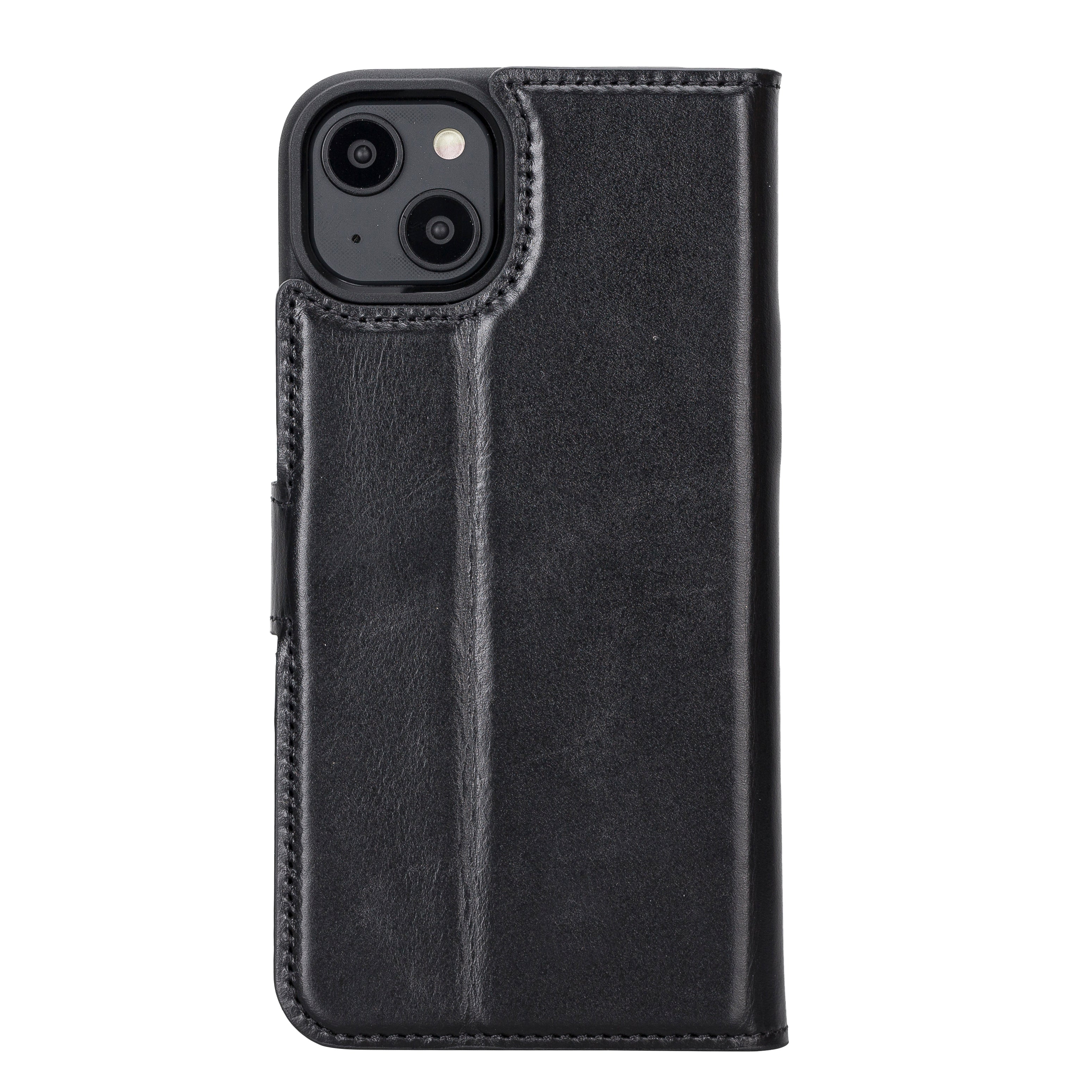 Black Leather Magnetic Wallet Case for iPhone 14 PLUS (6.7")