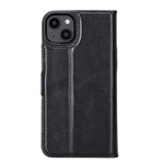 Black Leather Magnetic Wallet Case for iPhone 14 PLUS (6.7")