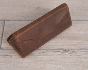 Antic Brown Leather Glasses Case