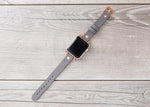 Gray Slim Ferro Leather Band (Gold Rivet)