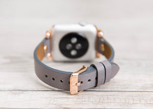 Gray Slim Ferro Leather Band (Gold Rivet)