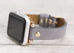 Gray Slim Ferro Leather Band (Gold Rivet)