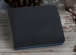 Blue-Black Color Leather Slim Wallet