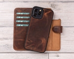 Antic Brown Leather Magnetic Case for iPhone 12 Models