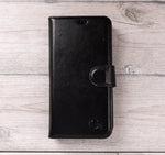 Black Leather Magnetic Wallet Case for iPhone 12 Models