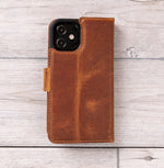 Camel Brown Leather Magnetic Wallet Case for iPhone 12 Mini (5.4")