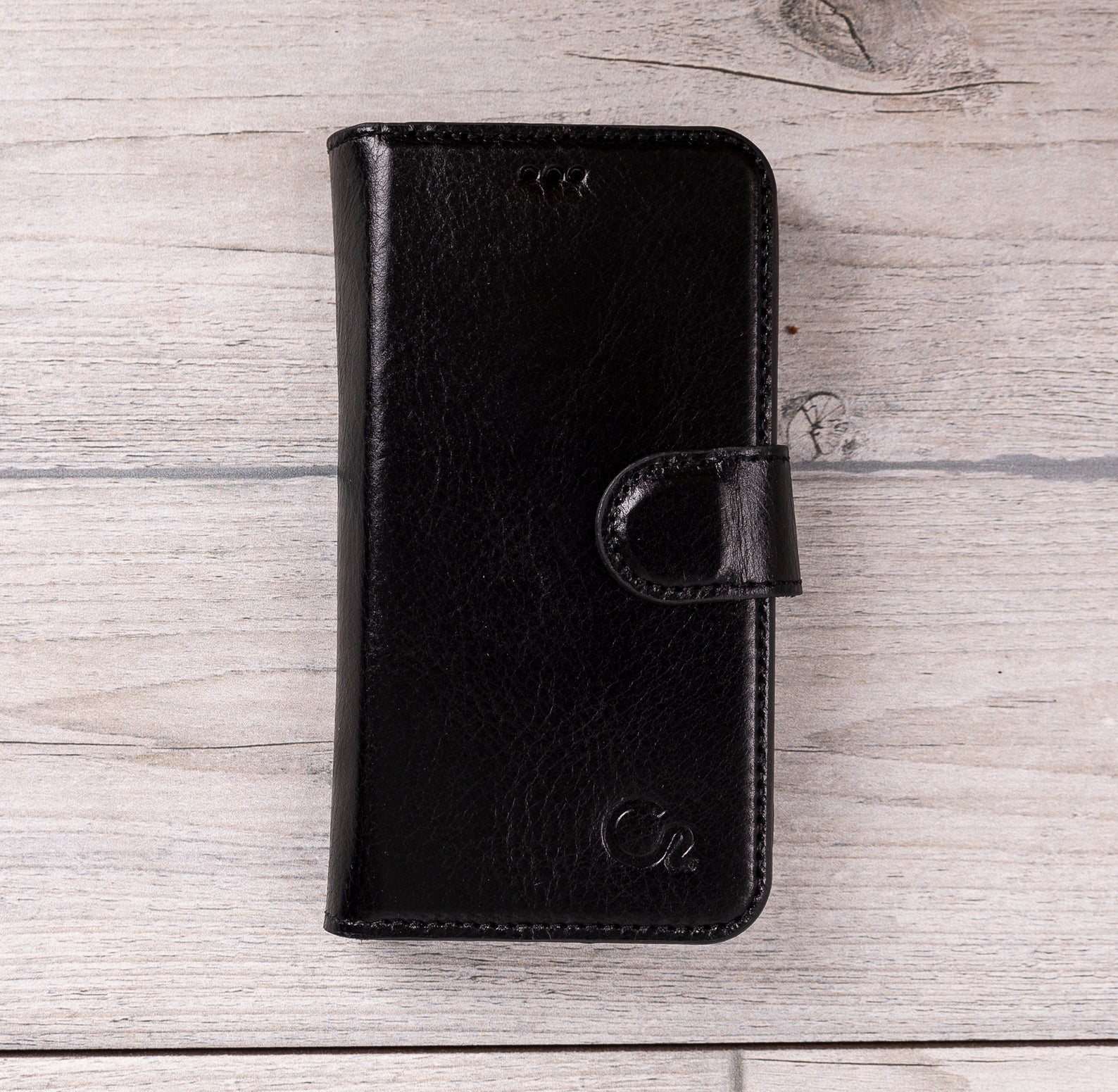 Black Leather Magnetic Wallet Case for iPhone 12 Mini (5.4")