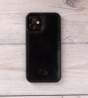 Black Leather Magnetic Wallet Case for iPhone 12 Mini (5.4")