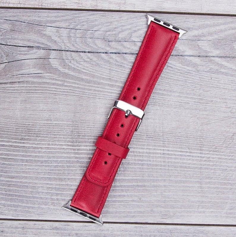 Full Grain Leather Red Band for Apple Watch
