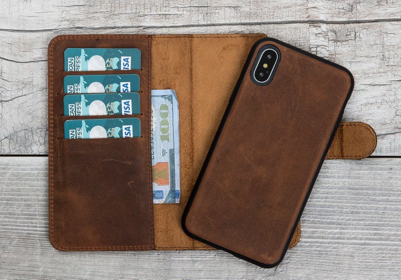 Antic Brown Magnetic Leather Case for iPhone X/XS/XR/XS Max