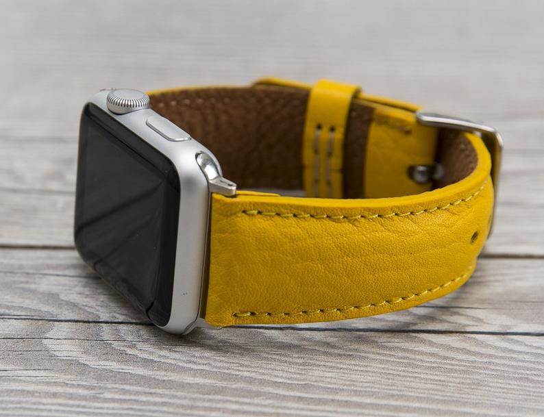 Full Grain Leather Yellow Band for Apple Watch