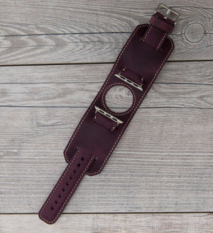 Full Grain Leather Purple Cuff for Apple Watch
