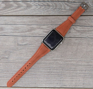 Full Grain Leather Orange Slim Band for Apple Watch