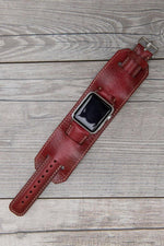 Full Grain Leather Red Cuff for Apple Watch