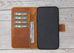 Camel Brown Genuine Leather Magnetic Wallet Case for iPhone XR/XS Max