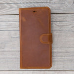Camel Brown Genuine Leather Magnetic Wallet Case for iPhone XR/XS Max