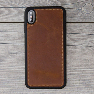 Camel Brown Genuine Leather Magnetic Wallet Case for iPhone XR/XS Max